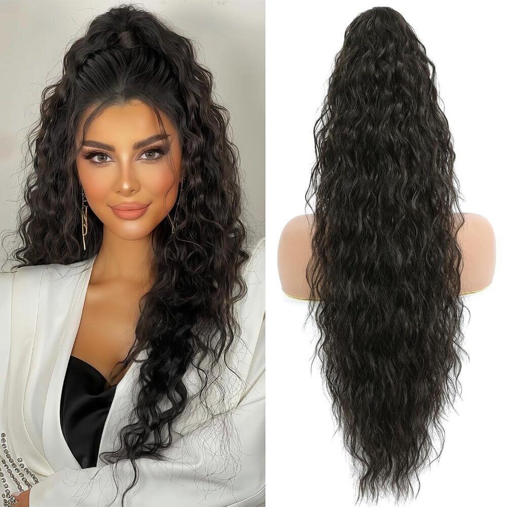 Ponytail Extension, Claw Clip on Pony tails Hair Extension for Black Women 28 In
